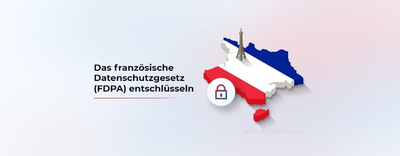 FDPA: Unlocking Data Protection in France (Karte mit dem Eiffelturm in Paris und einem Schloss-Symbol)